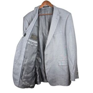 Jos. A. Bank Reserve Blazer Mens 46R Gray Windowpane Plaid Excellent Sport Coat